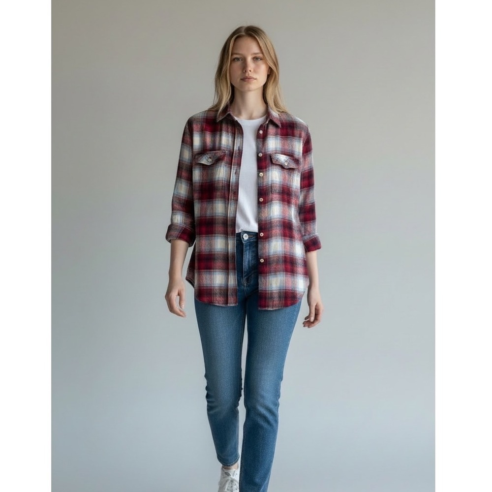 Gap x Pendleton Plaid Long Sleeve Button Down Shirt Burgundy XS